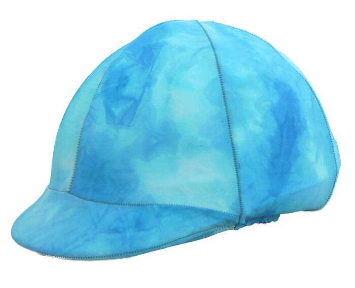 helmet covers in aqua tie dye