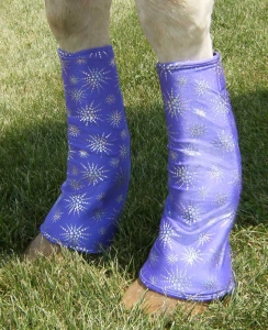 horse fast leg wraps - shipping boot style - shown in a purple hologram print