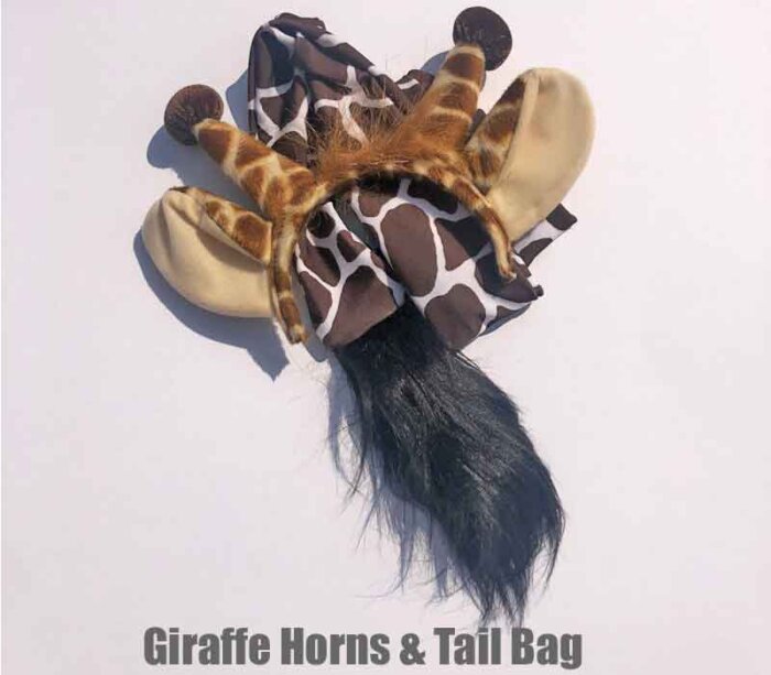 giraffe horns and giraffe tail bag