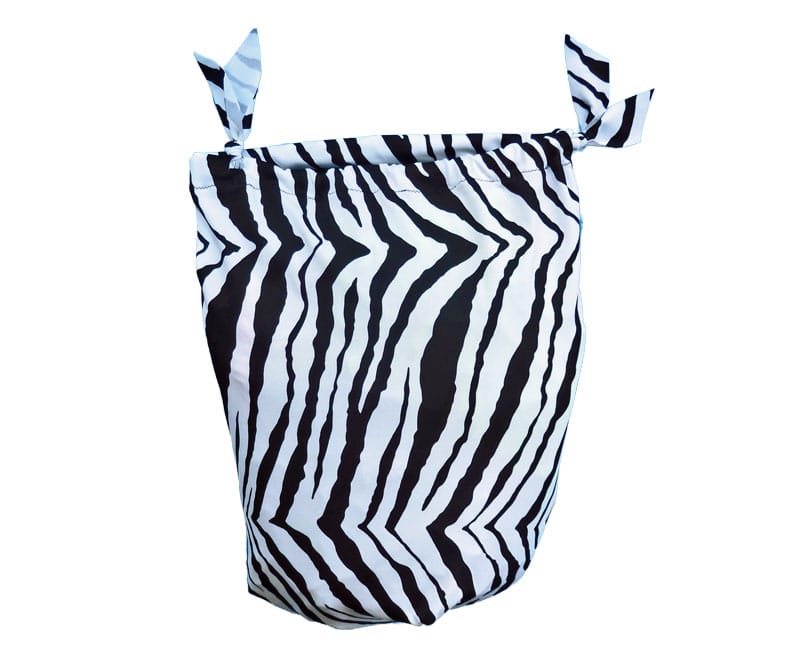 sleezy sack storage bag shown in zebra
