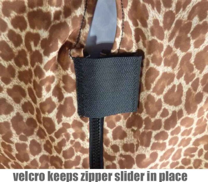 velcro tab keeps zipper slider in place