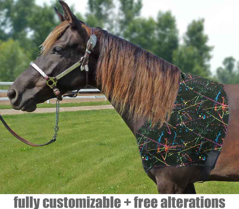 AJ Tack Wholesale Horse Slinky Hood Shoulder Guard Mane Keeper Lycra Full Zipper Fleece Band Black 