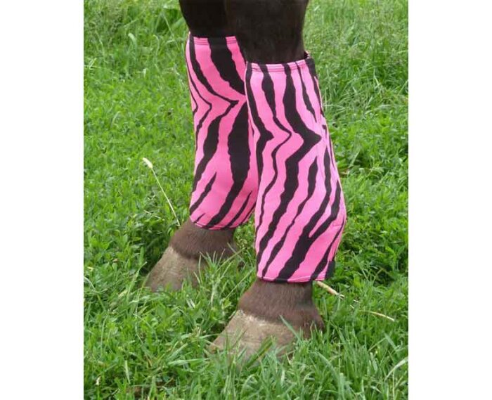 neoprene sport boot covers shown in hot pink zebra
