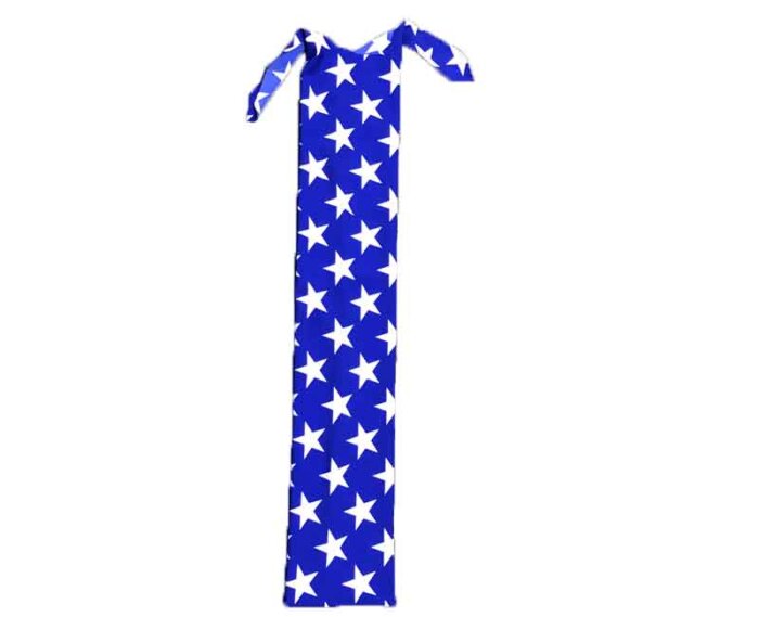 tail bag in royal blue background with white stars