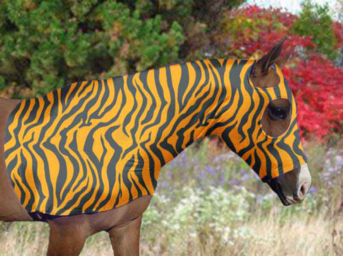 orange and black tiger stripe horse costume