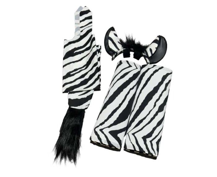 horse costume zebra with matching zebra tail, ears and polo wraps