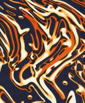 orange swirls on a navy background